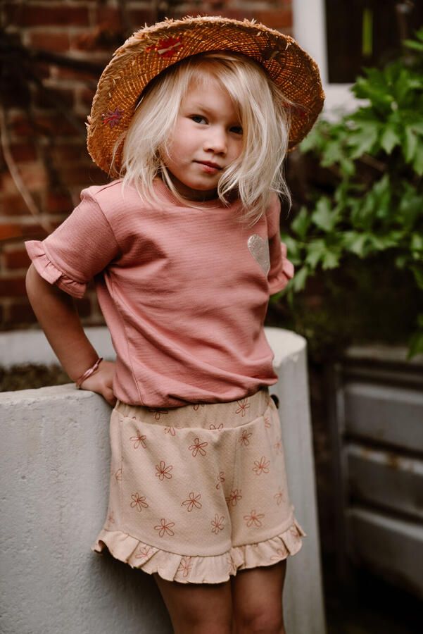 DAILY7 Meisjes Broeken Short Small Flower Beige - Foto 3
