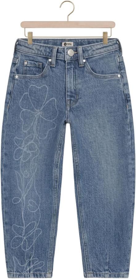 DAILY7 Meisjes Jeans Denim Barrel Fit Print Blauw