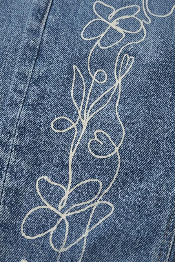 DAILY7 Meisjes Jeans Denim Barrel Fit Print Blauw