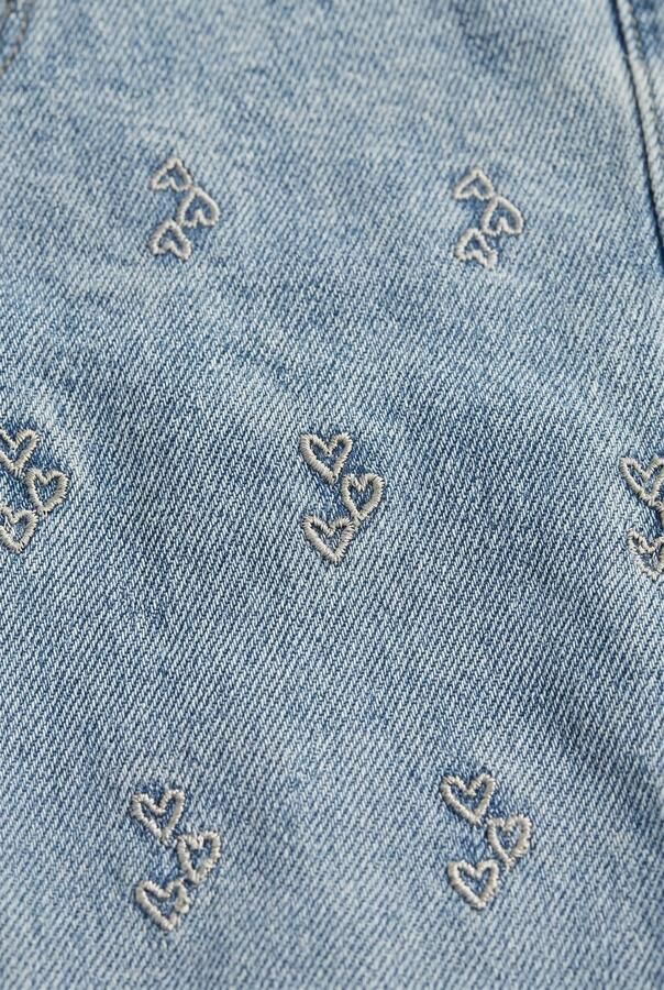 DAILY7 Meisjes Jeans Denim Mom Fit Embroidery Lichtblauw