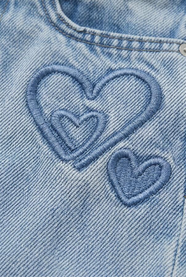 Daily7 mom jeans met borduursels en print lichtblauw