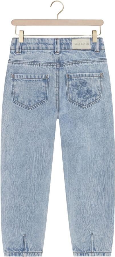 Daily7 mom jeans met borduursels en print lichtblauw - Foto 3