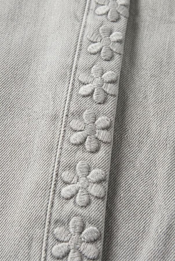 DAILY7 Meisjes Jeans Denim Wide Fit Embossing Lichtgrijs