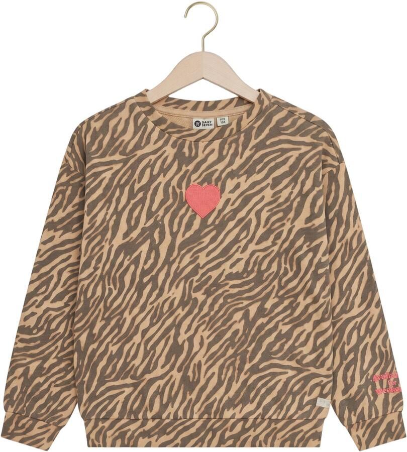 Daily7 rechtvallende sweater met dierenprint zand Beige Dierenprint