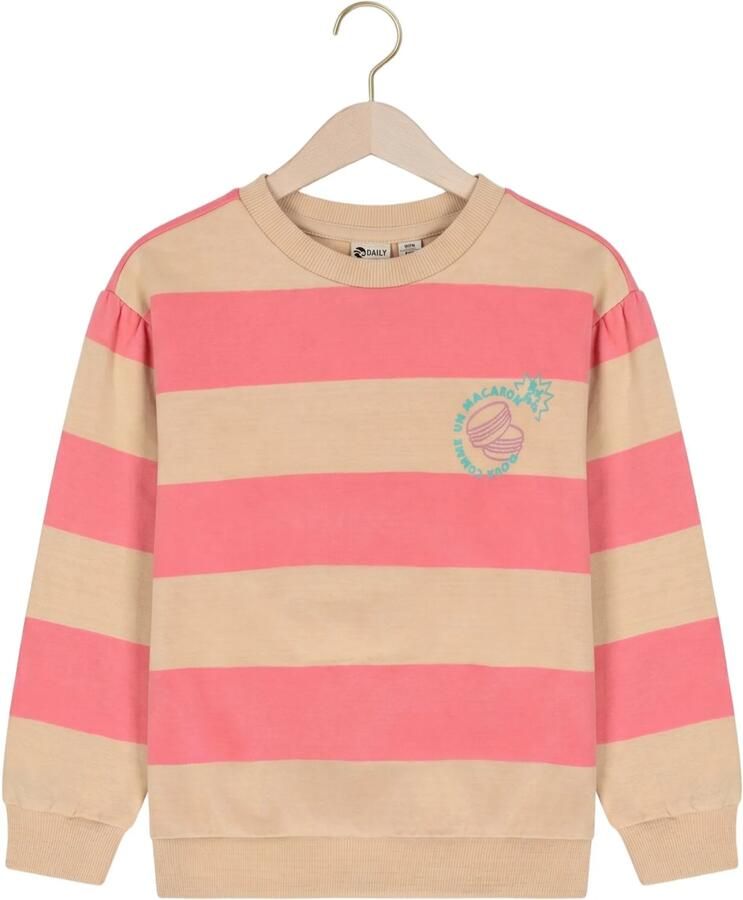 Daily7 rechtvallende gestreepte sweater met backprint zand