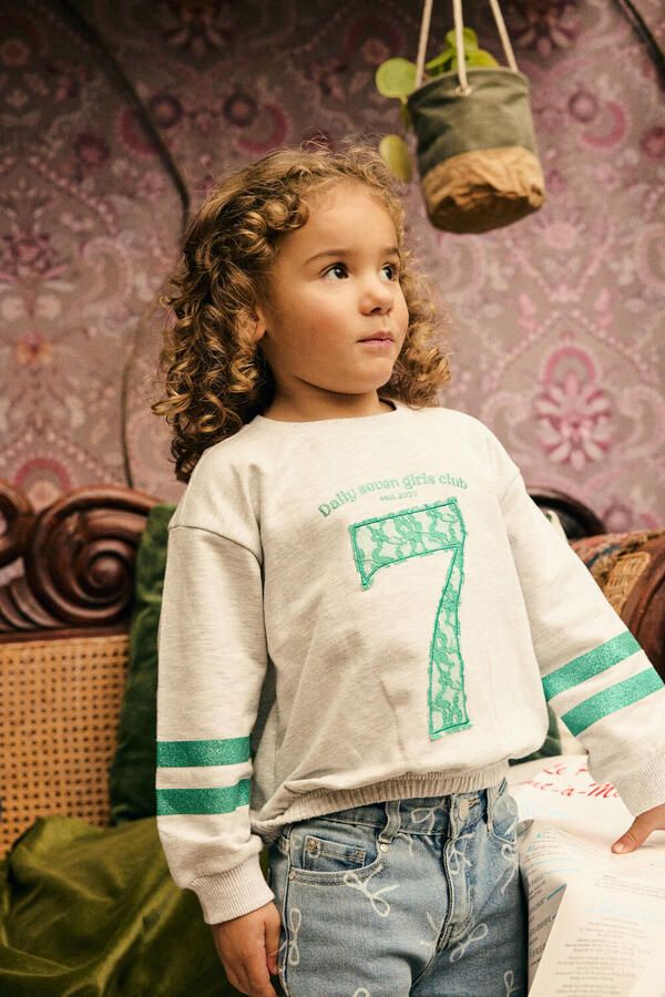 DAILY7 Meisjes Truien & Vesten T-shirt Longsleeve Seven Lichtgrijs - Foto 3