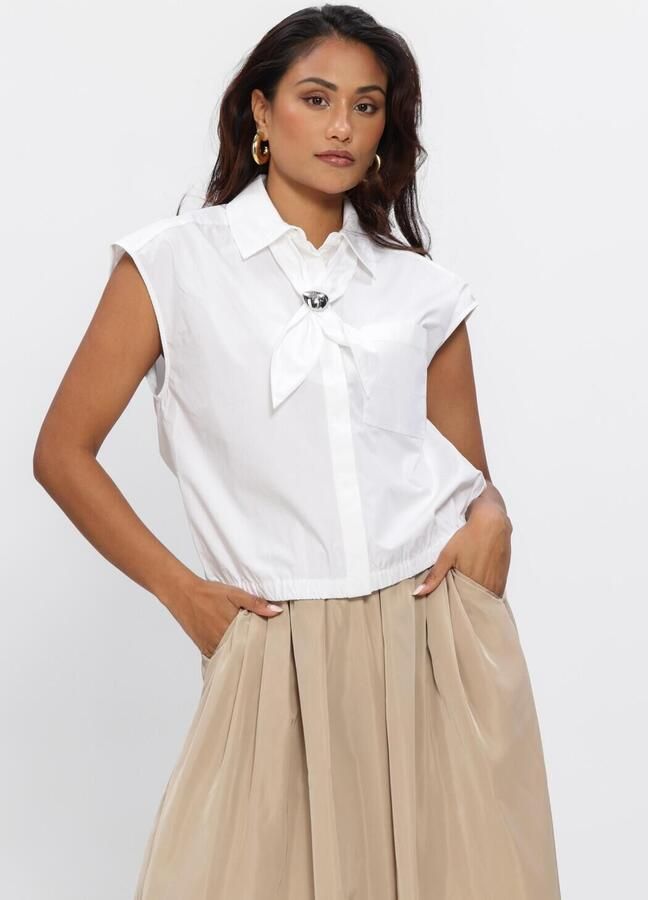 DANTE6 Dames Blouses Alcon Scarf Detailed Shirt Wit