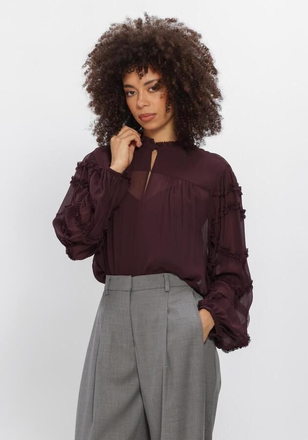 DANTE6 Dames Blouses Lara Ruffle Detail Blouse Bordeaux