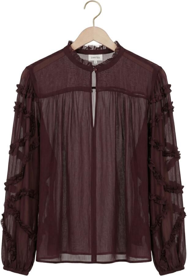 DANTE6 Dames Blouses Lara Ruffle Detail Blouse Bordeaux - Foto 4