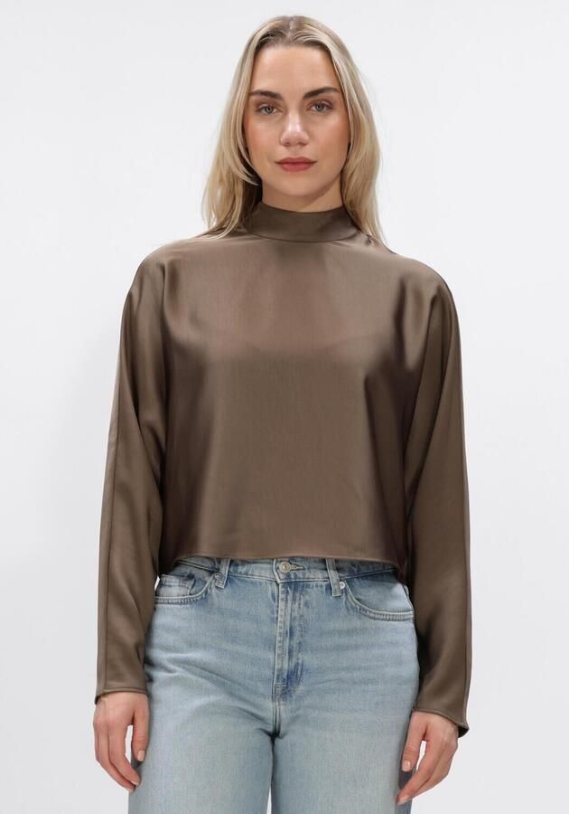DANTE6 Dames Blouses Lorelle Satin Bow Top Taupe