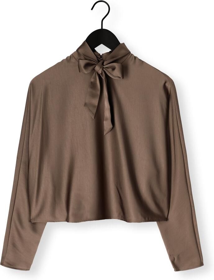 DANTE6 Dames Blouses Lorelle Satin Bow Top Taupe - Foto 2
