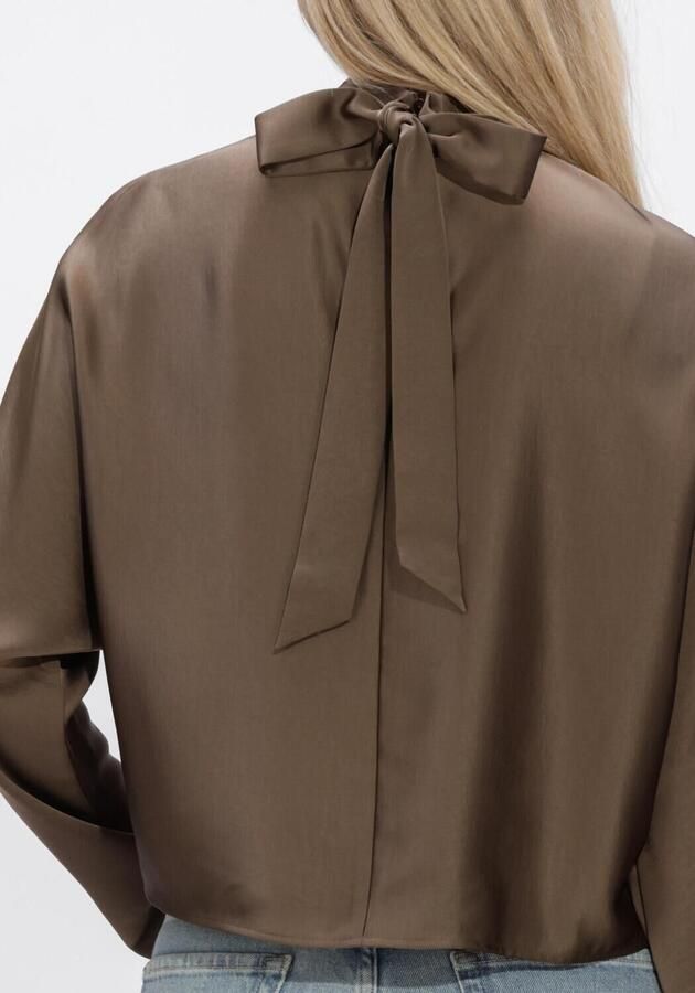 DANTE6 Dames Blouses Lorelle Satin Bow Top Taupe - Foto 4
