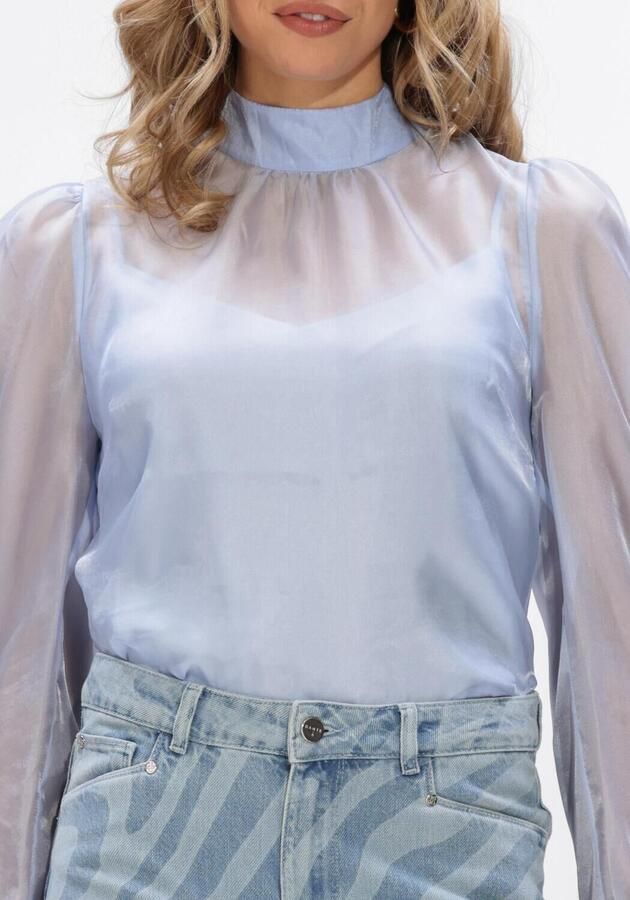 DANTE6 Dames Blouses Ocean Puffy Sleeve Top Lichtblauw - Foto 4