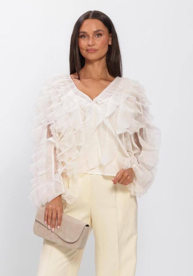 DANTE6 Dames Blouses -phora Tulle Ruffled Top Gebroken Wit