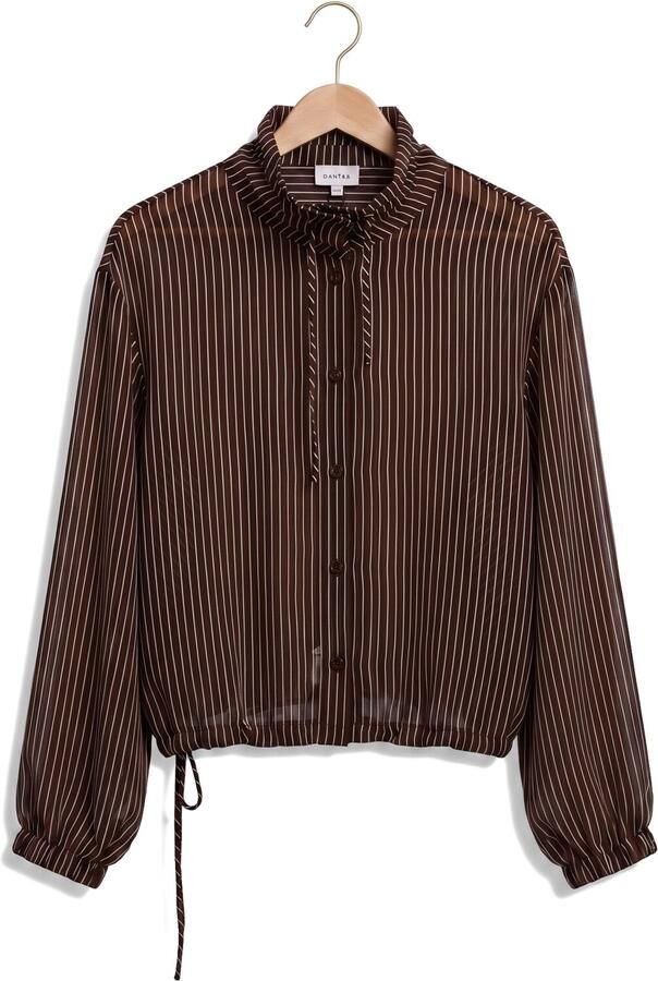 DANTE6 Dames Blouses Shapiro Pinstripe Blouse Bruin - Foto 4