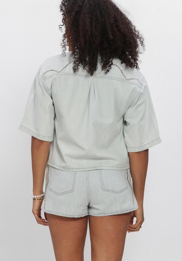 DANTE6 Dames Blouses Zofia Embellished Denim Shirt Lichtblauw - Foto 3