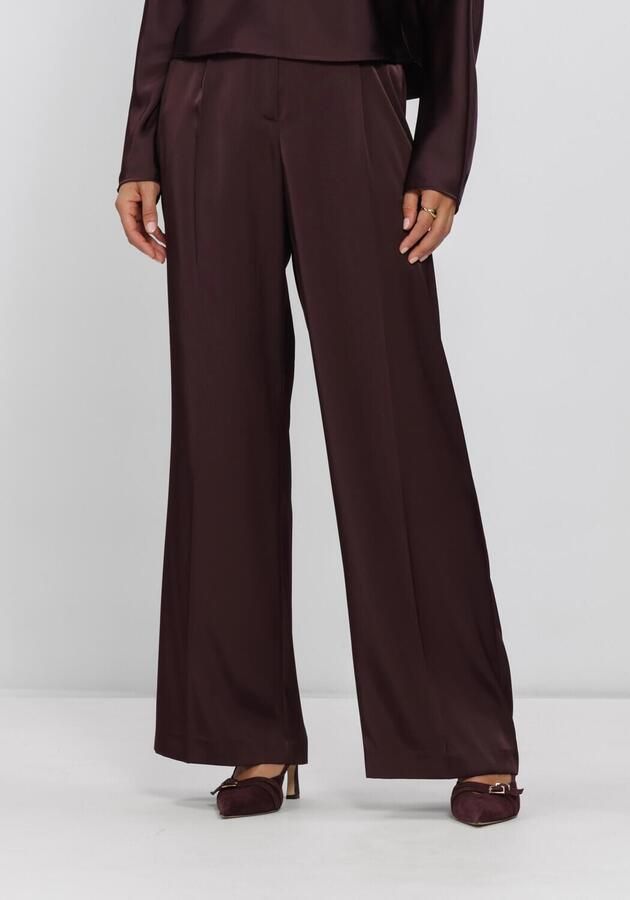 DANTE6 Dames Broeken Jules Bold Satin Smart Pants Bordeaux