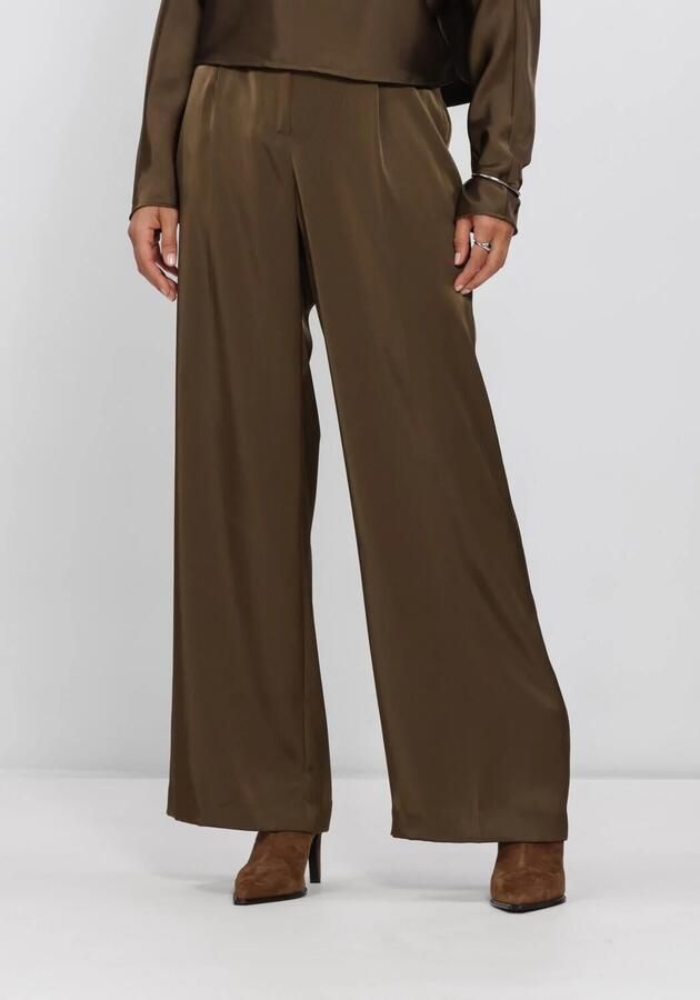 DANTE6 Dames Broeken Jules Bold Satin Smart Pants Olijf