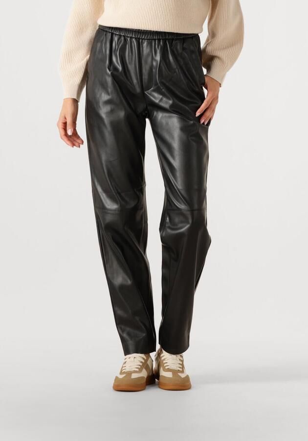 DANTE6 Dames Broeken London Faux Leather Chino Zwart