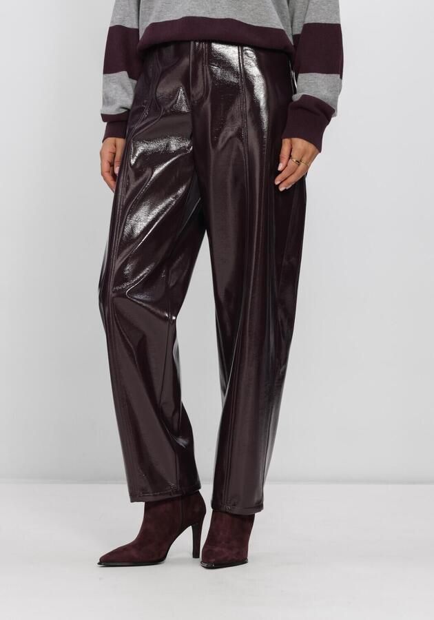 DANTE6 Dames Broeken Scene Patent Faux Leather Pants Bordeaux