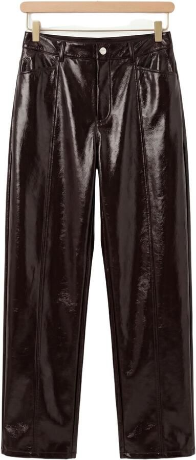 DANTE6 Dames Broeken Scene Patent Faux Leather Pants Bordeaux - Foto 4
