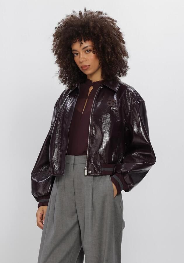 DANTE6 Dames Jassen Dalyn Faux Crackle Leather Bomber Bordeaux