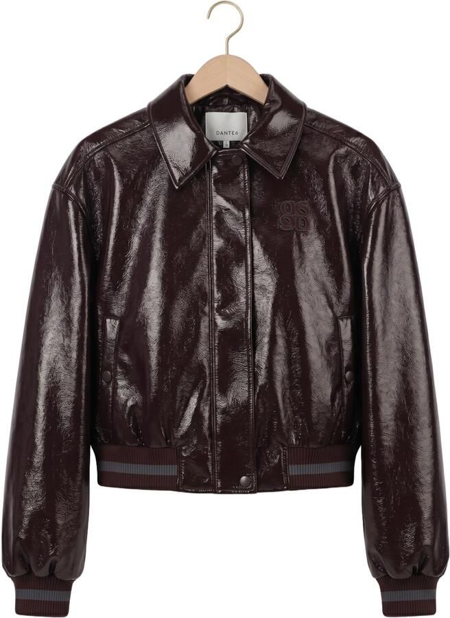 DANTE6 Dames Jassen Dalyn Faux Crackle Leather Bomber Bordeaux - Foto 2