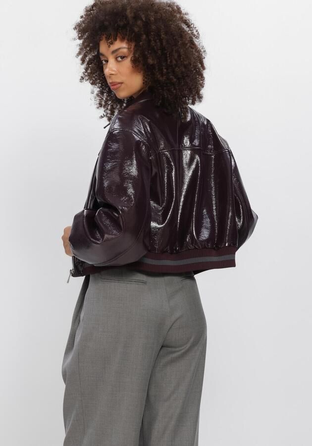 DANTE6 Dames Jassen Dalyn Faux Crackle Leather Bomber Bordeaux - Foto 3