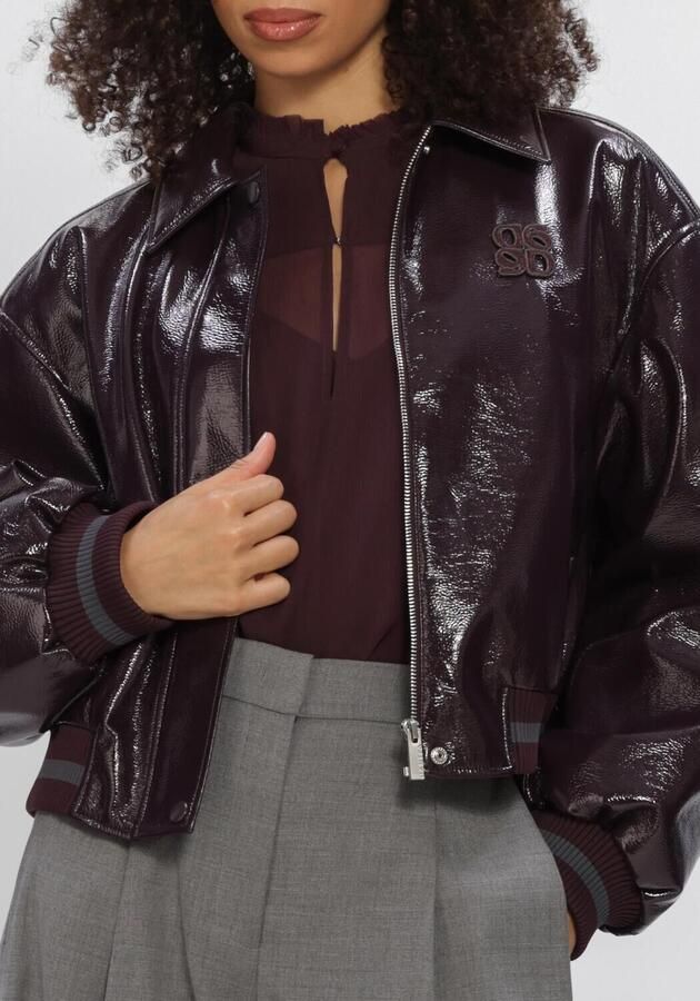 DANTE6 Dames Jassen Dalyn Faux Crackle Leather Bomber Bordeaux - Foto 4