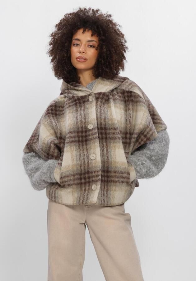 DANTE6 Dames Jassen Lunetta Check Cape Coat Beige