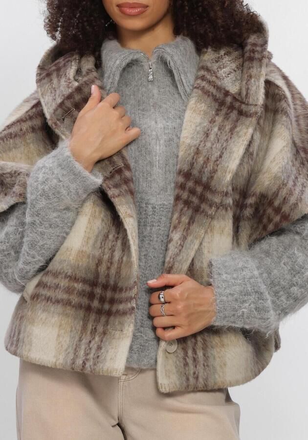 DANTE6 Dames Jassen Lunetta Check Cape Coat Beige - Foto 4