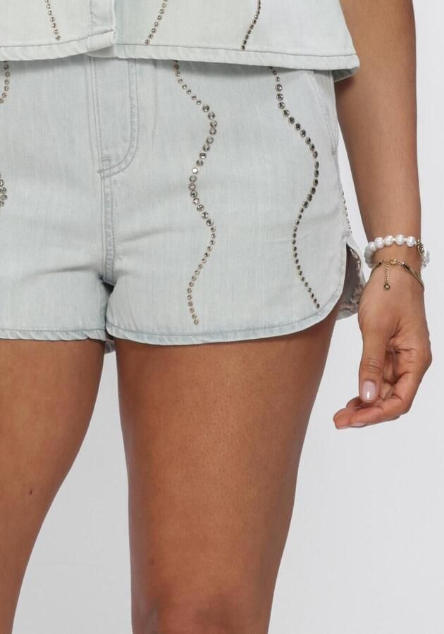 DANTE6 Dames Jeans Nerida Embellished Denim Shorts Lichtblauw - Foto 4