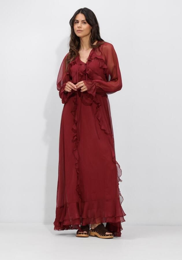 DANTE6 Dames Jurken Elivia Chiffon Maxi Dress Bordeaux