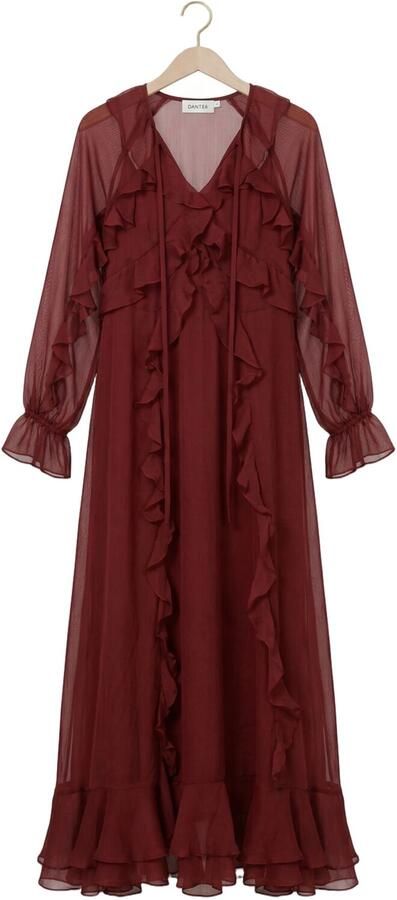 DANTE6 Dames Jurken Elivia Chiffon Maxi Dress Bordeaux - Foto 4