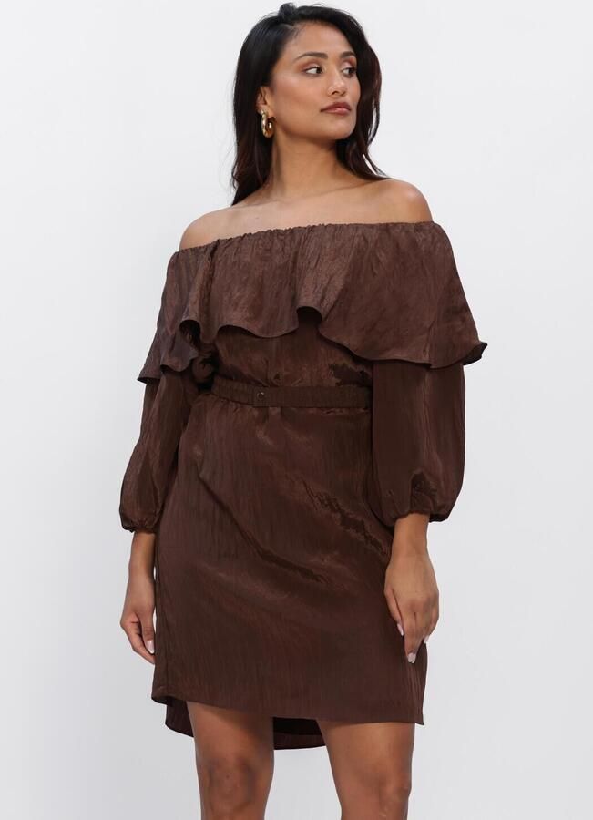 DANTE6 Dames Jurken Kyo Volant Mini Dress Bruin