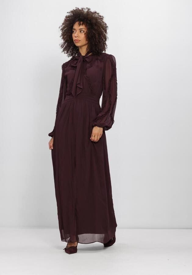 DANTE6 Dames Jurken Lasorinn Ruffle Detail Maxi Dress Bordeaux