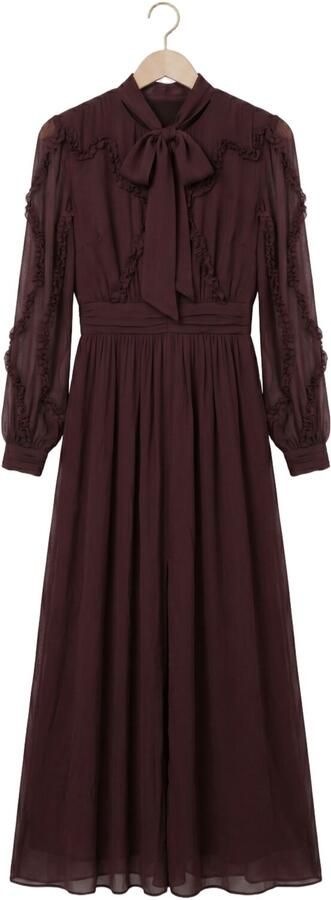 DANTE6 Dames Jurken Lasorinn Ruffle Detail Maxi Dress Bordeaux - Foto 4
