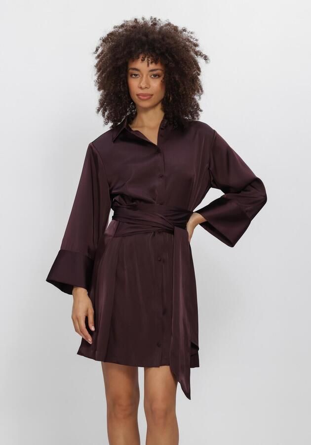 DANTE6 Dames Jurken Noanne Satin-wrap Dress Bordeaux