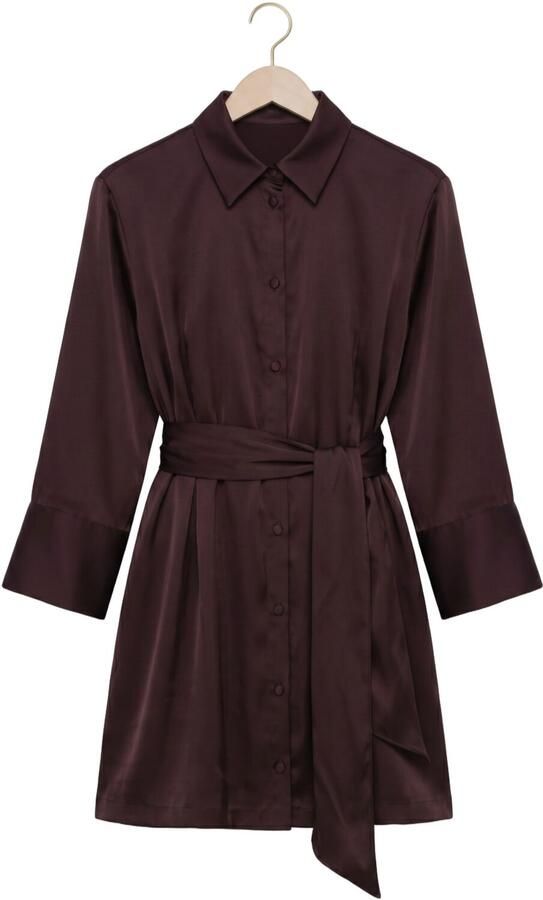 DANTE6 Dames Jurken Noanne Satin-wrap Dress Bordeaux - Foto 4