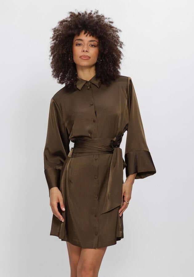 DANTE6 Dames Jurken Noanne Satin-wrap Dress Donkergroen