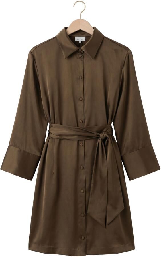 DANTE6 Dames Jurken Noanne Satin-wrap Dress Donkergroen - Foto 4