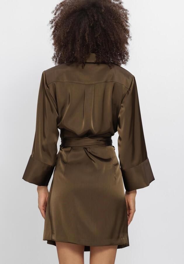 DANTE6 Dames Jurken Noanne Satin-wrap Dress Donkergroen - Foto 2