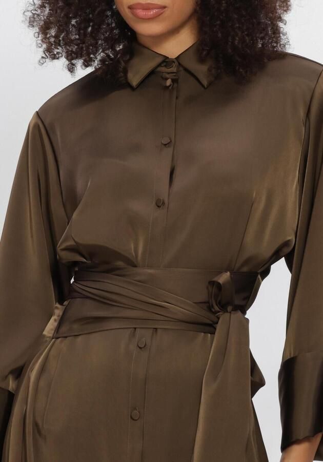 DANTE6 Dames Jurken Noanne Satin-wrap Dress Donkergroen - Foto 3