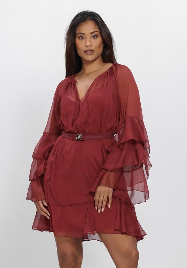 DANTE6 Dames Jurken Solstice Boho Chiffon Short Dress Bordeaux