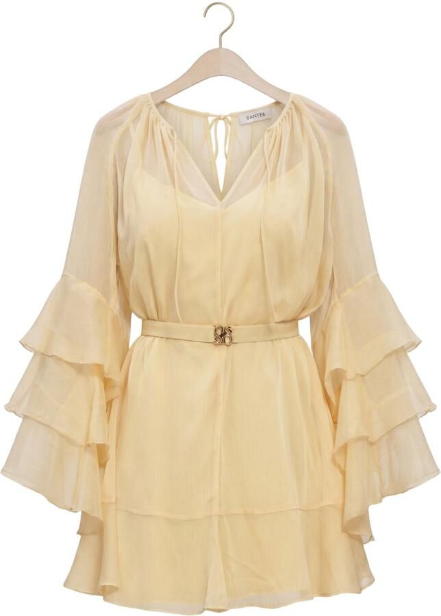 DANTE6 Dames Jurken Solstice Boho Chiffon Short Dress Geel - Foto 2