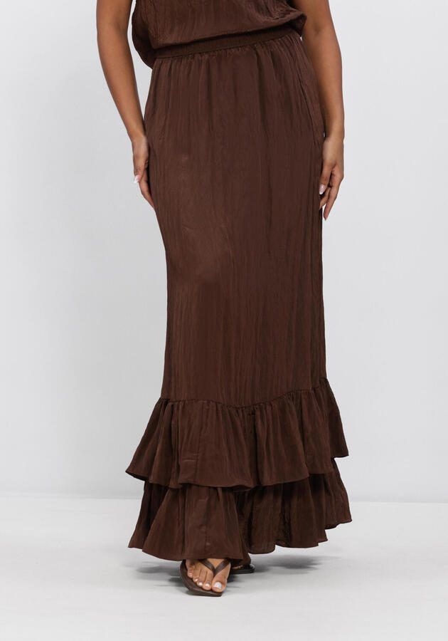 DANTE6 Dames Rokken Elohim Volant Maxi Skirt Bruin