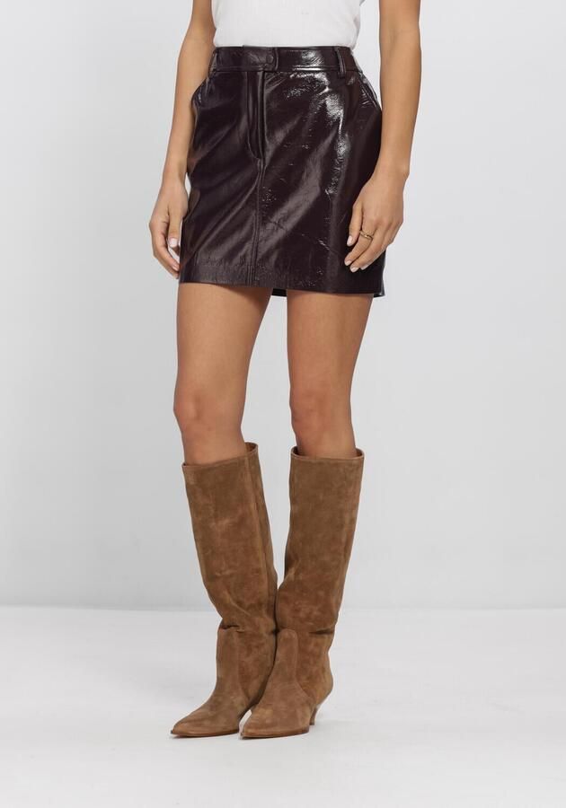 DANTE6 Dames Rokken Evon Faux Crackle Leather Mini Skirt Bordeaux