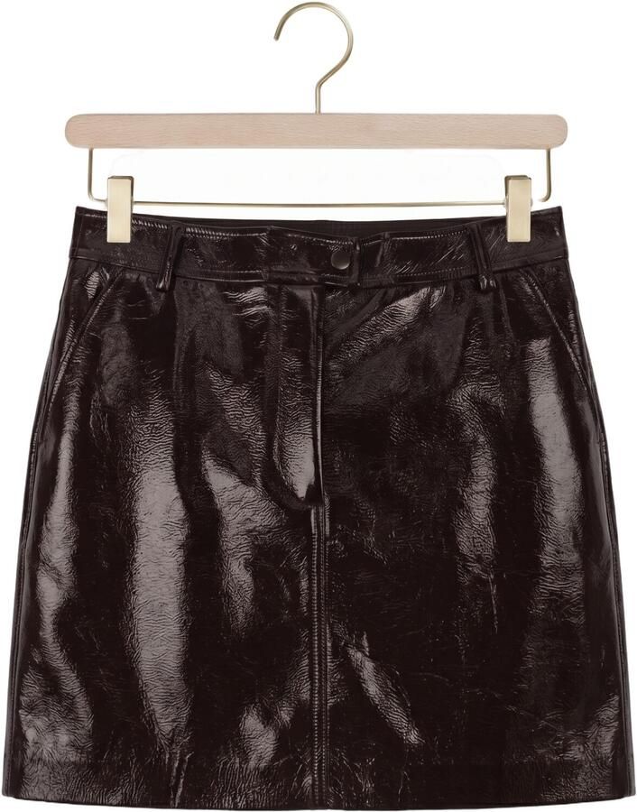 DANTE6 Dames Rokken Evon Faux Crackle Leather Mini Skirt Bordeaux - Foto 2