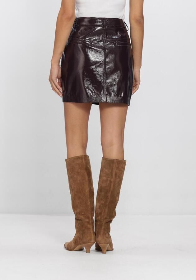 DANTE6 Dames Rokken Evon Faux Crackle Leather Mini Skirt Bordeaux - Foto 3