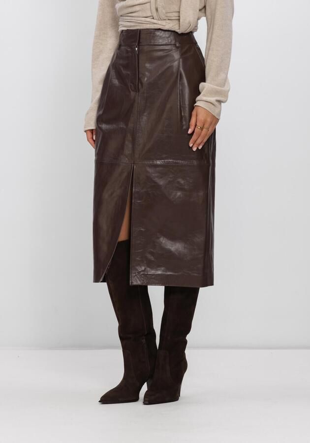 DANTE6 Dames Rokken Lennie Leather Pencil Skirt Bruin